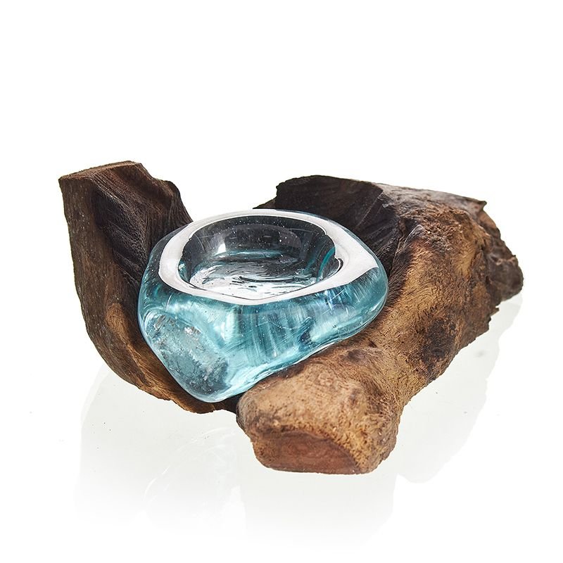 Molten Glass on Wood - Candle Holder - Soak Sanctuary Candles