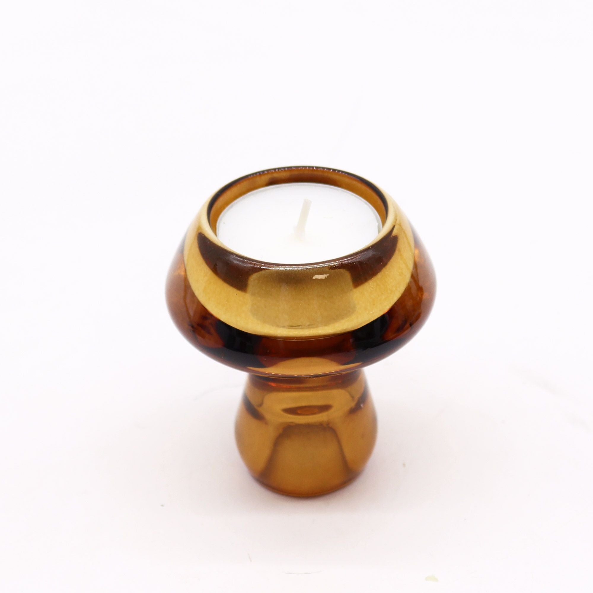 Mushroom Flip Dinner Candle / Tealight Holder - Antique Amber - Soak Sanctuary Candles