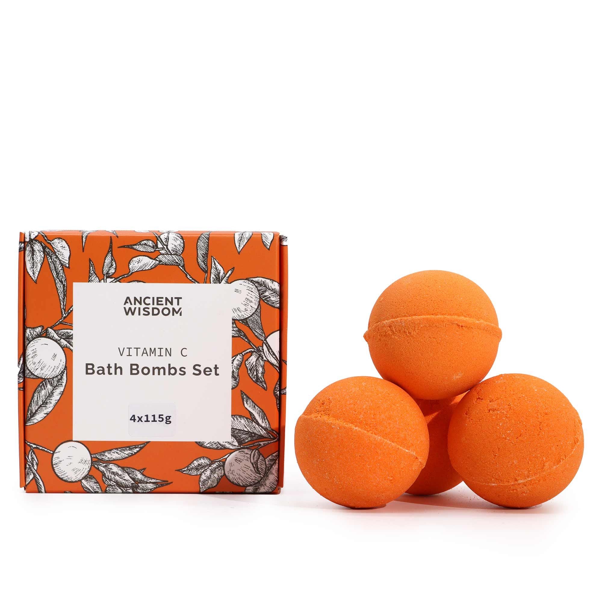Set of 4 Vitamin C Bath Bombs – Aromatherapy Quartet - Soak Sanctuary Bath Bombs