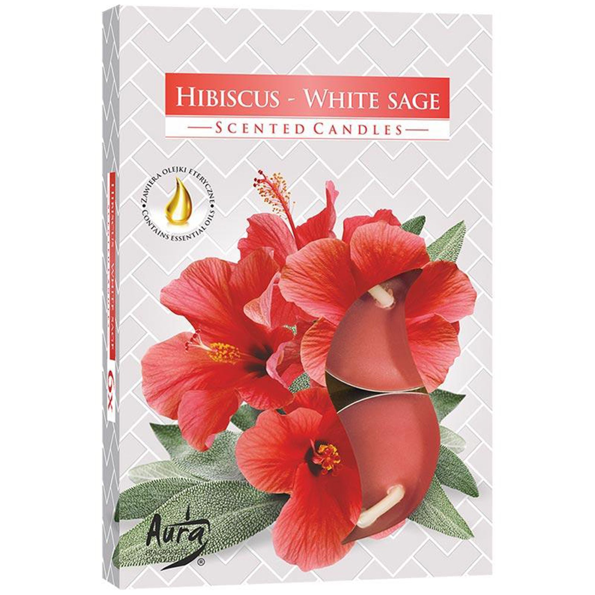 Set of 6 Scented Tealights - Hibiscus & White Sage - Soak Sanctuary Candles