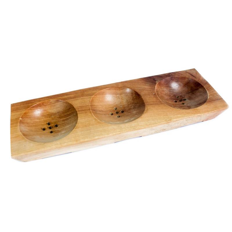 Three Bay Mahogany Soap Dish - Soak Sanctuary Accessories