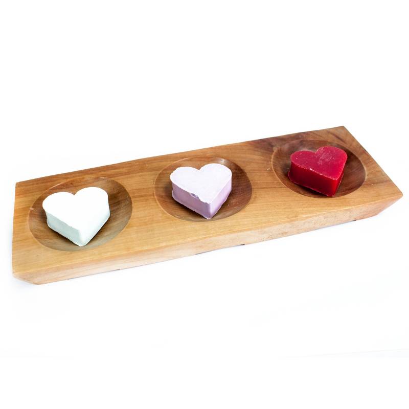Three Bay Mahogany Soap Dish - Soak Sanctuary Accessories